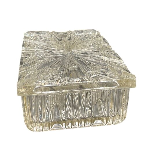 Vtg Rectangular Clear Glass Divided Trinket Dish With Lid 6.5"L x 4.5"W x 2"H - Picture 3 of 7